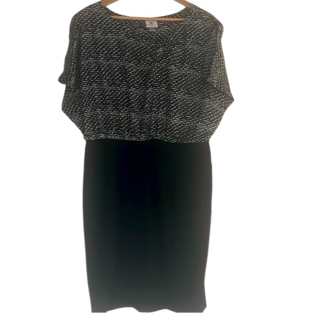 Worthington Dress Womens Large Cold Shoulder Sleeveless Black Knee Length